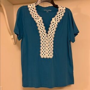 Soft Surroundings Lace Neckline T-shirt NWOT